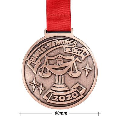 Medalla corriente de los deportes del maratón del bronce del metal de la aleación del cinc con la aduana de la cinta