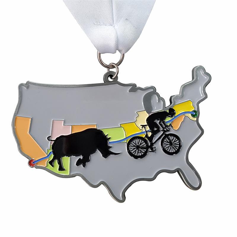 Cycling race medal with ribbons