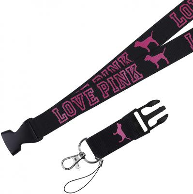 Love Pink Lanyard Custom Nylon Pink Correa para el cuello Llavero ID Holder Cordón