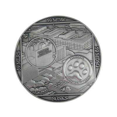 Moneda de desafío antigua militar de esmalte suave en blanco 3D de metal personalizado