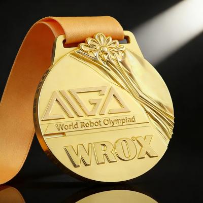 Medalla deportiva de maratón de aleación de zinc y bronce con cinta personalizada